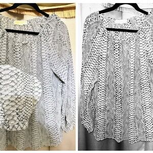 Michael Kors Black and White Textured Blouse